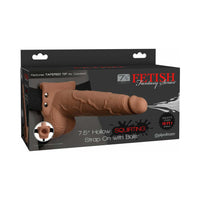 Pipedream Fetish Fantasy Series 7.5 in. Hollow Squirting Strap-On With Balls Tan/Black