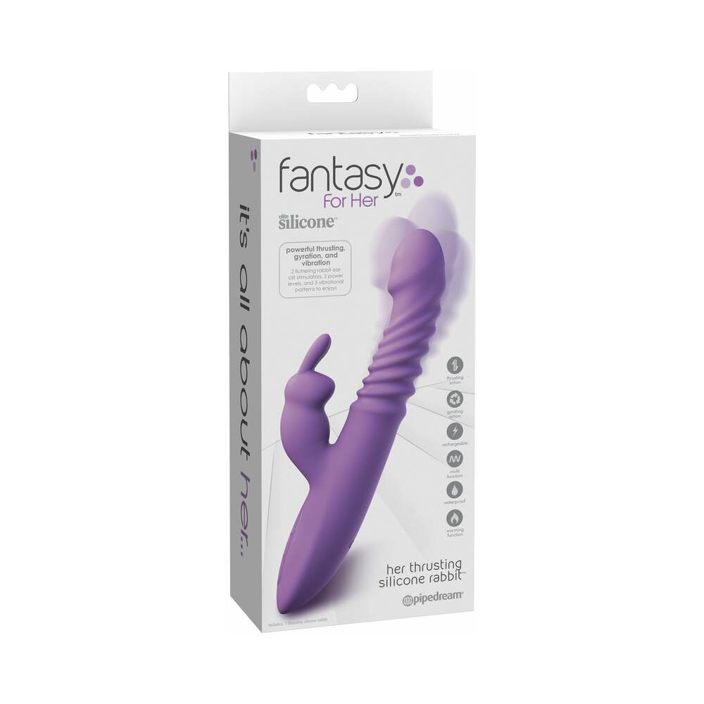 Pipedream Fantasy For Her Rechargeable Her Thrusting Silicone Rabbit Vibrator Purple