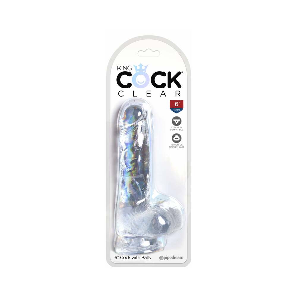 Pipedream King Cock Clear 6 in. Cock With Balls Realistic Suction Cup Dildo