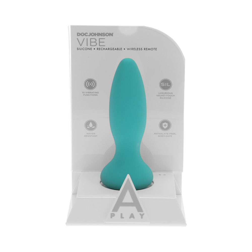 A-Play Vibe Beginner Rechargeable Silicone Anal Plug with Remote Black