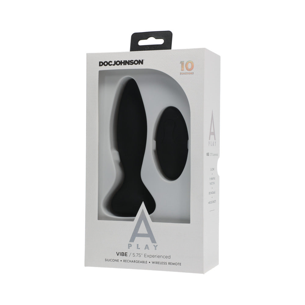 A-Play Vibe Experienced Rechargeable Silicone Anal Plug with Remote Black