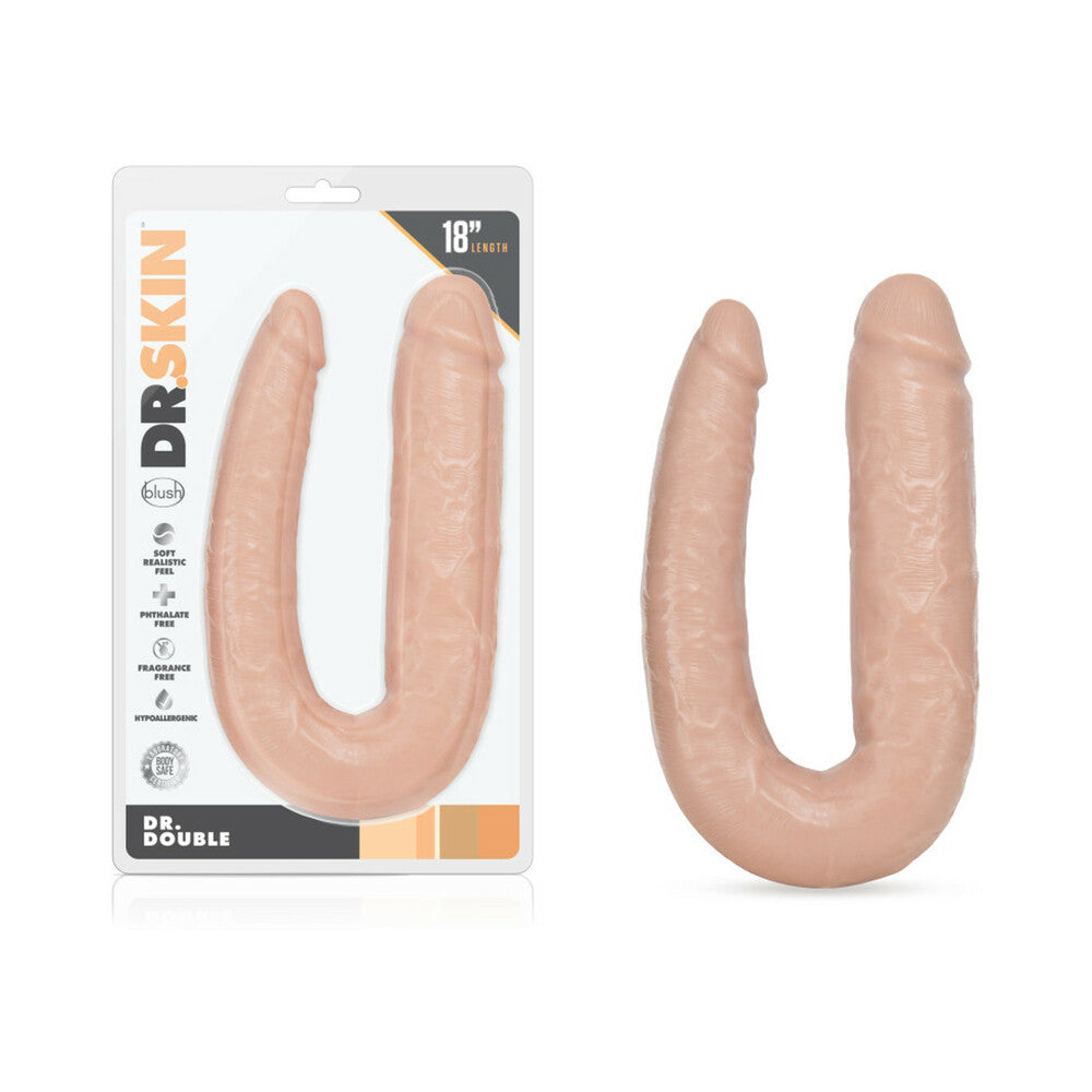 Blush Dr. Skin Dr. Double Realistic 18 in. Dual-Ended Dildo Beige