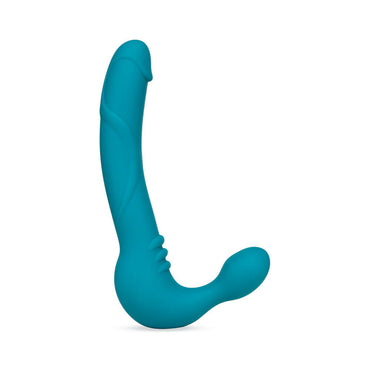 Blush Temptasia Luna 9 in. Silicone Strapless Strap-On Dildo with Rechargeable Bullet Vibrator Teal