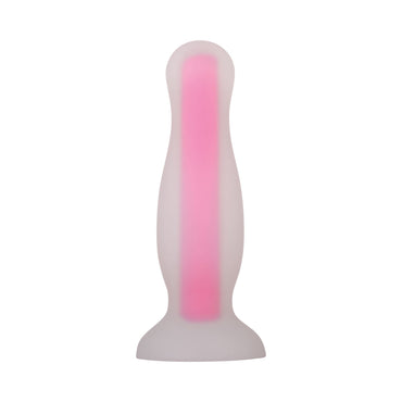 Evolved Luminous Glow in the Dark Dual Density Silicone Anal Plug Clear/Pink Small