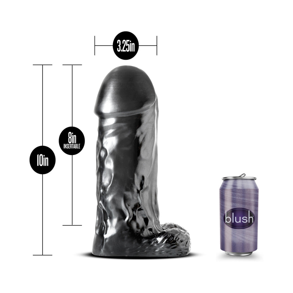 Blush Jet Destroyer Realistic 10 in. Dildo with Balls Carbon Metallic Black