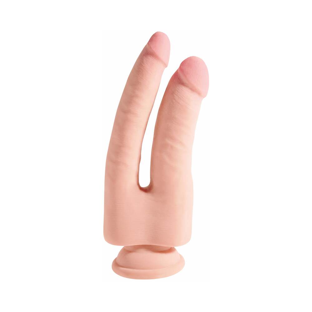 Pipedream King Cock Plus Triple Density Double Penetrator 9.5 in. Realistic Dual Entry Dildo With Suction Cup Beige