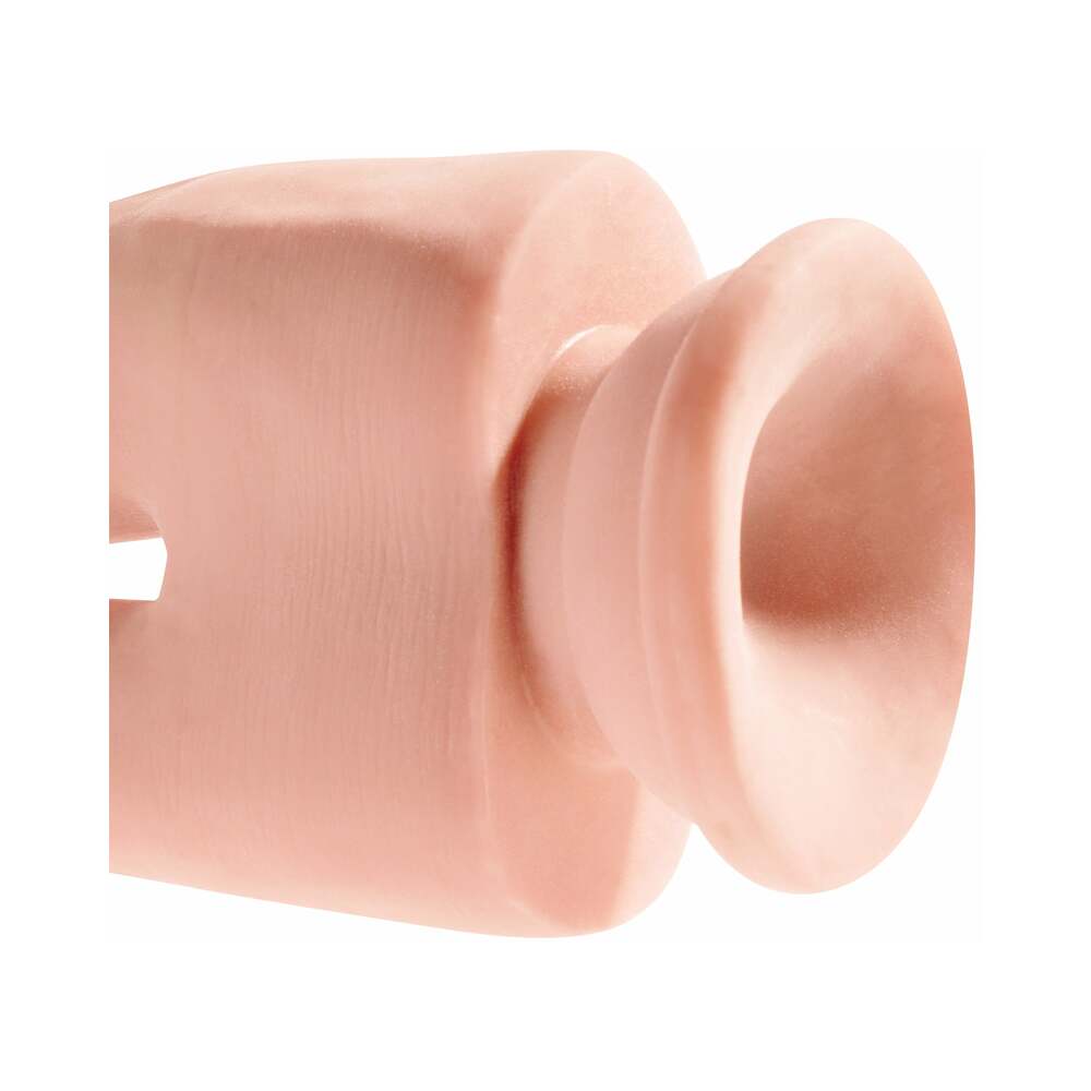 Pipedream King Cock Plus Triple Density Double Penetrator 9.5 in. Realistic Dual Entry Dildo With Suction Cup Beige