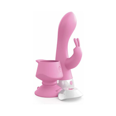 Pipedream 3Some Wall Banger Rabbit Rechargeable Remote-Controlled Silicone Vibrator With Suction Cup Pink