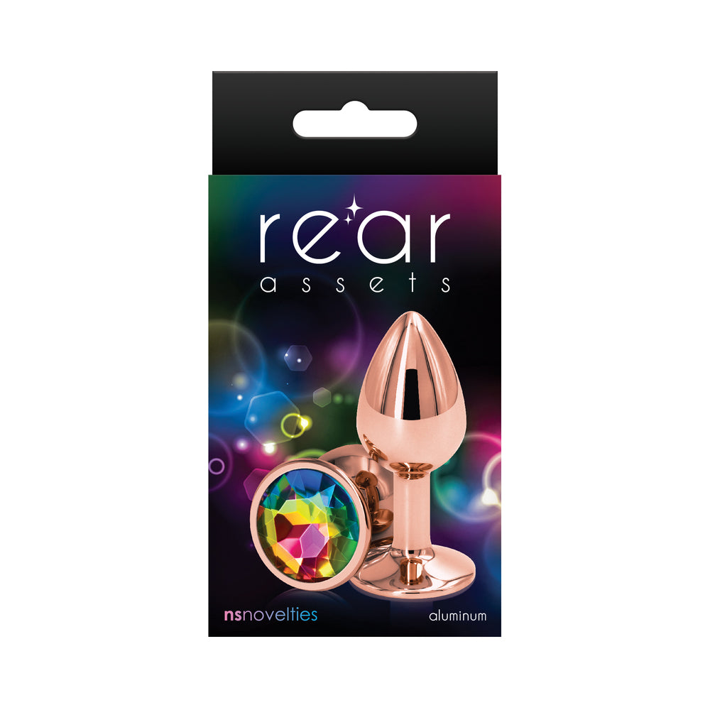 Rear Assets Rose Gold Anal Plug Small Rainbow