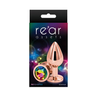 Rear Assets Rose Gold Anal Plug Medium Rainbow