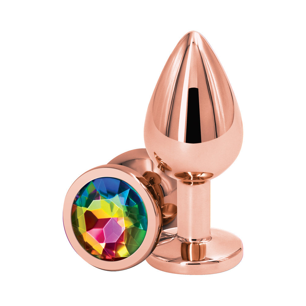 Rear Assets Rose Gold Anal Plug Medium Rainbow