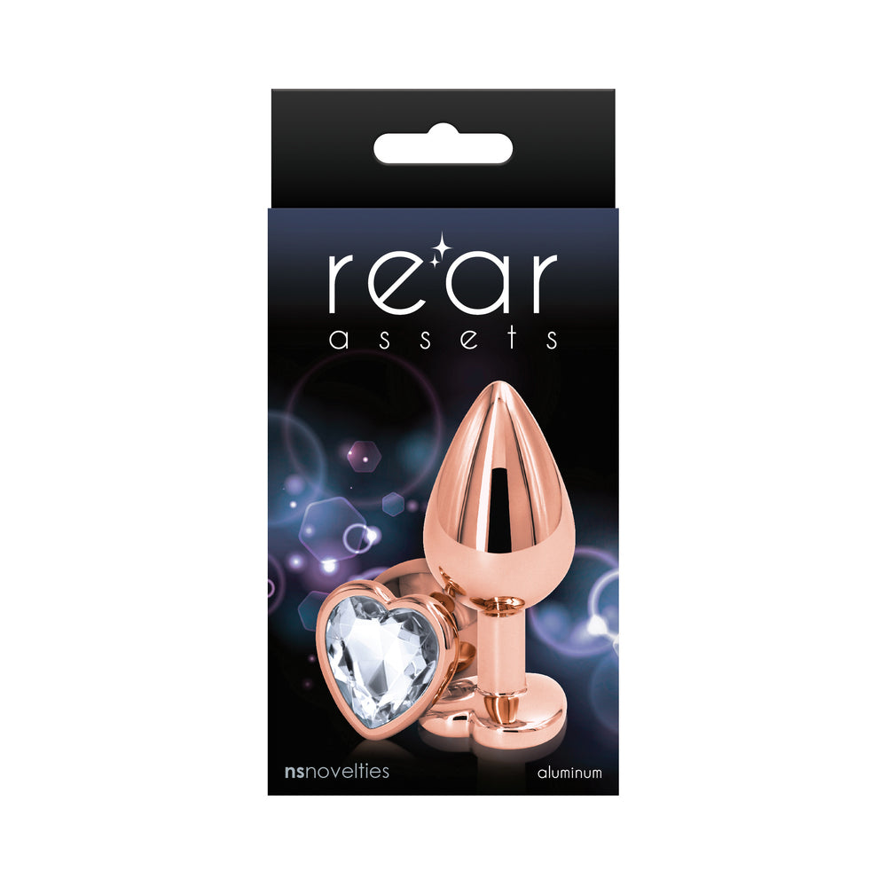 Rear Assets Rose Gold Heart Plug Medium Clear