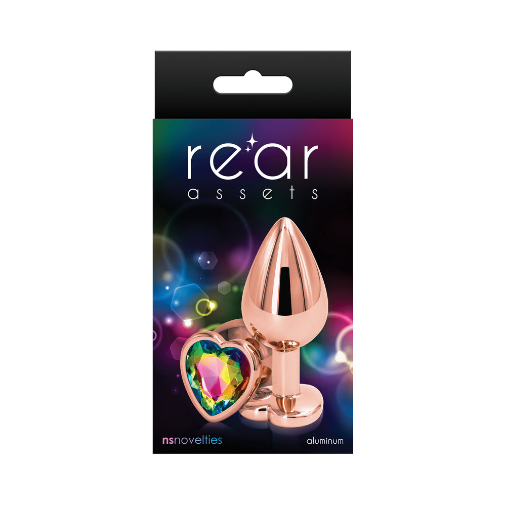 Rear Assets Rose Gold Heart Plug Medium Rainbow