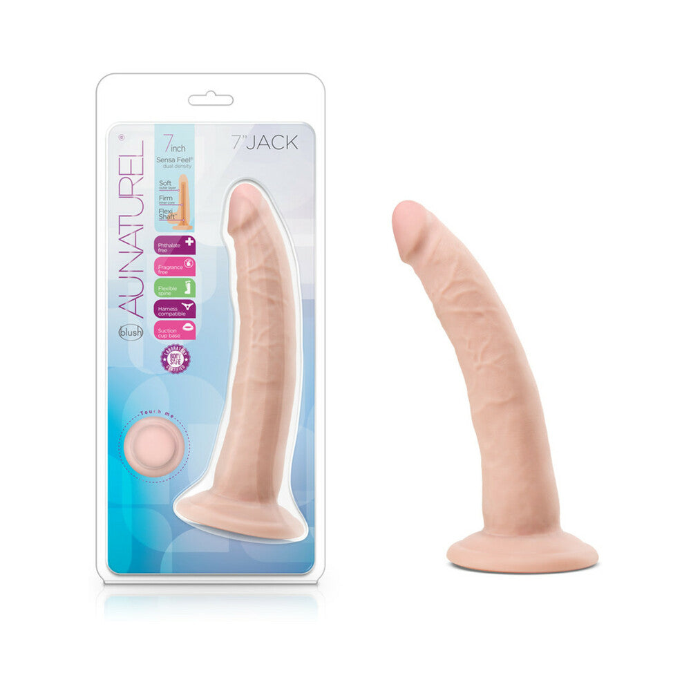 Blush Au Naturel Jack 7.5 in. Posable Dual Density Dildo with Suction Cup Beige