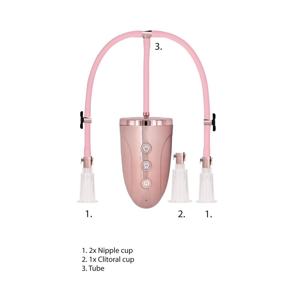 Shots Pumped Rechargeable 3-Speed Automatic Clitoral & Nipple Pumps Pink Large