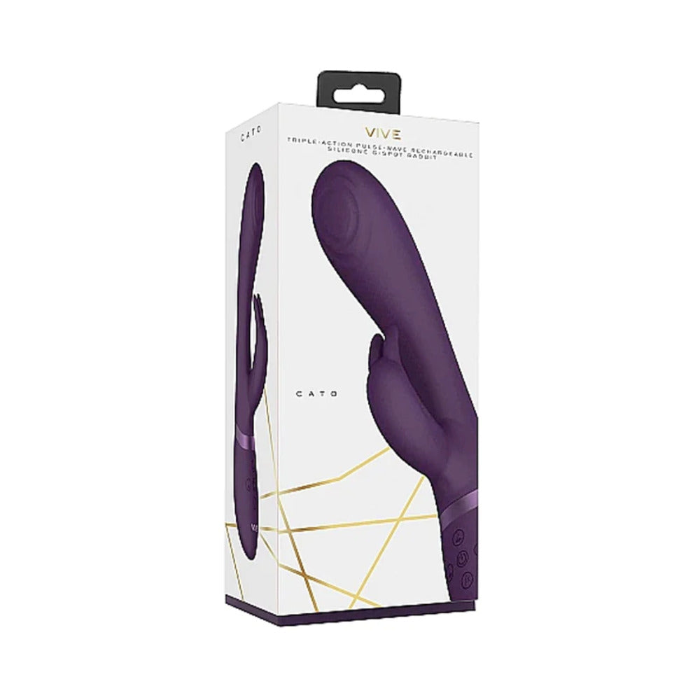 VIVE CATO Rechargeable Pulse-Wave Silicone Rabbit Vibrator Purple