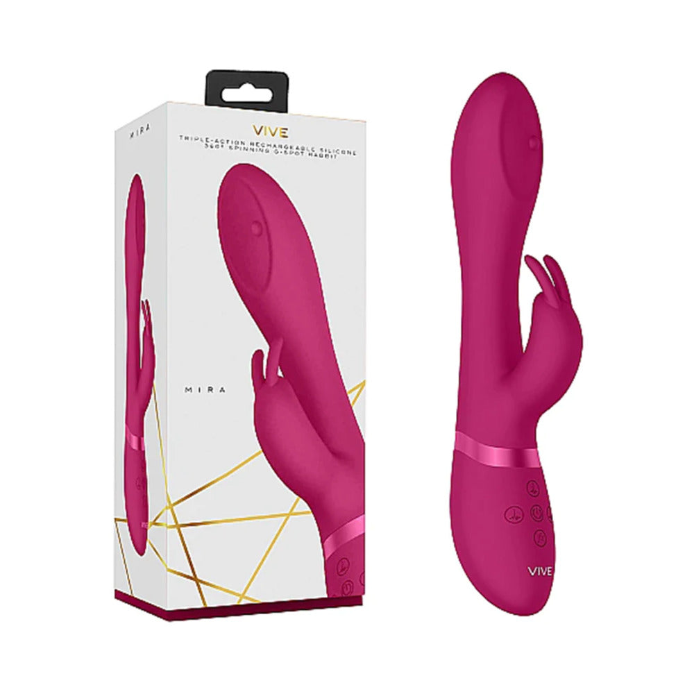 VIVE MIRA Rechargeable 360∞ Spinning Silicone Rabbit Vibrator Pink