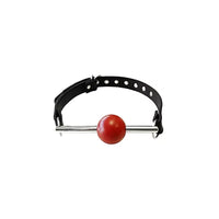 Rouge Leather Ball Gag with Removable Ball and Stainless Steel Rod Black/Red