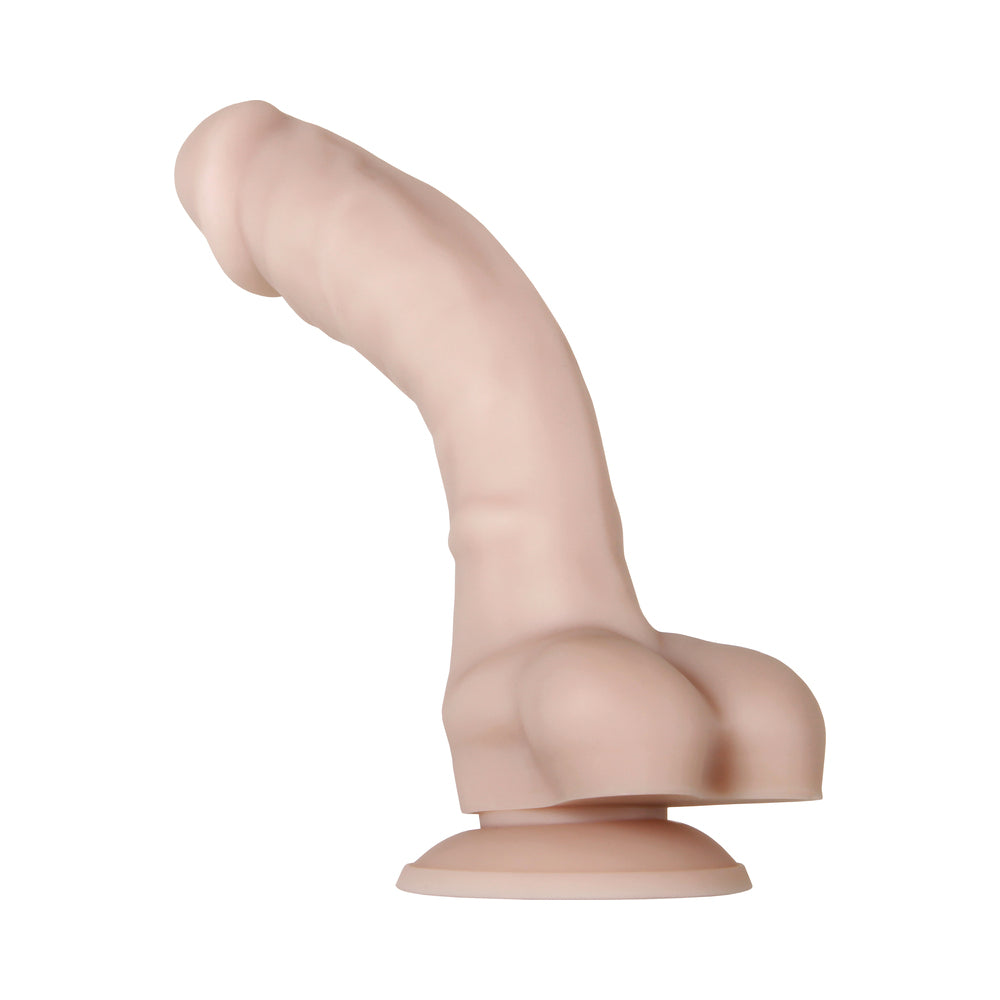 Evolved Real Supple Poseable 8.25 in. Realistic Silicone Dildo With Balls Beige