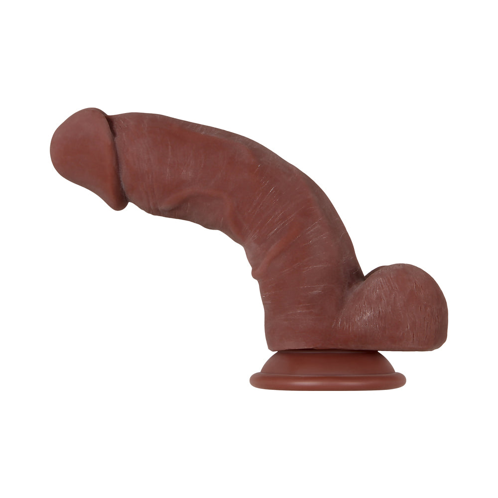 Evolved Real Supple Girthy Poseable 8.5 in. Realistic Dildo With Balls Brown