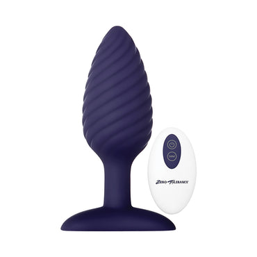 Zero Tolerance Wicked Twister Rechargeable Remote-Controlled Textured Vibrating Silicone Anal Plug Purple