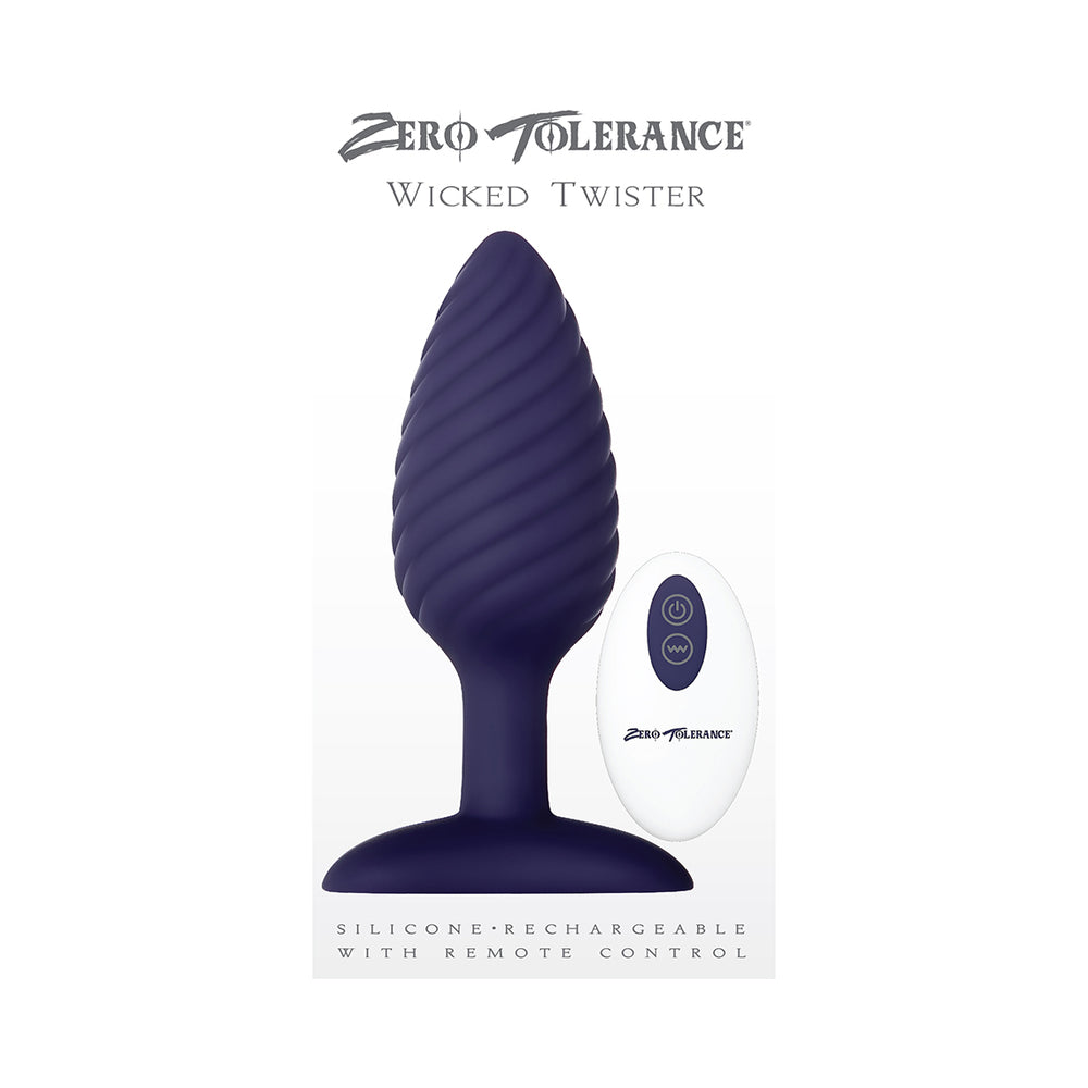 Zero Tolerance Wicked Twister Rechargeable Remote-Controlled Textured Vibrating Silicone Anal Plug Purple