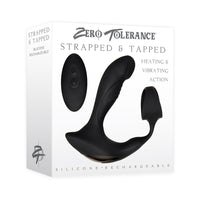 Zero Tolerance Strapped & Tapped Rechargeable Remote-Controlled Heating & Vibrating Silicone Prostate Massager and Cockring Black