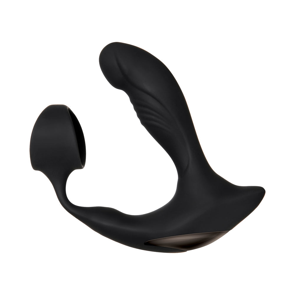 Zero Tolerance Strapped & Tapped Rechargeable Remote-Controlled Heating & Vibrating Silicone Prostate Massager and Cockring Black