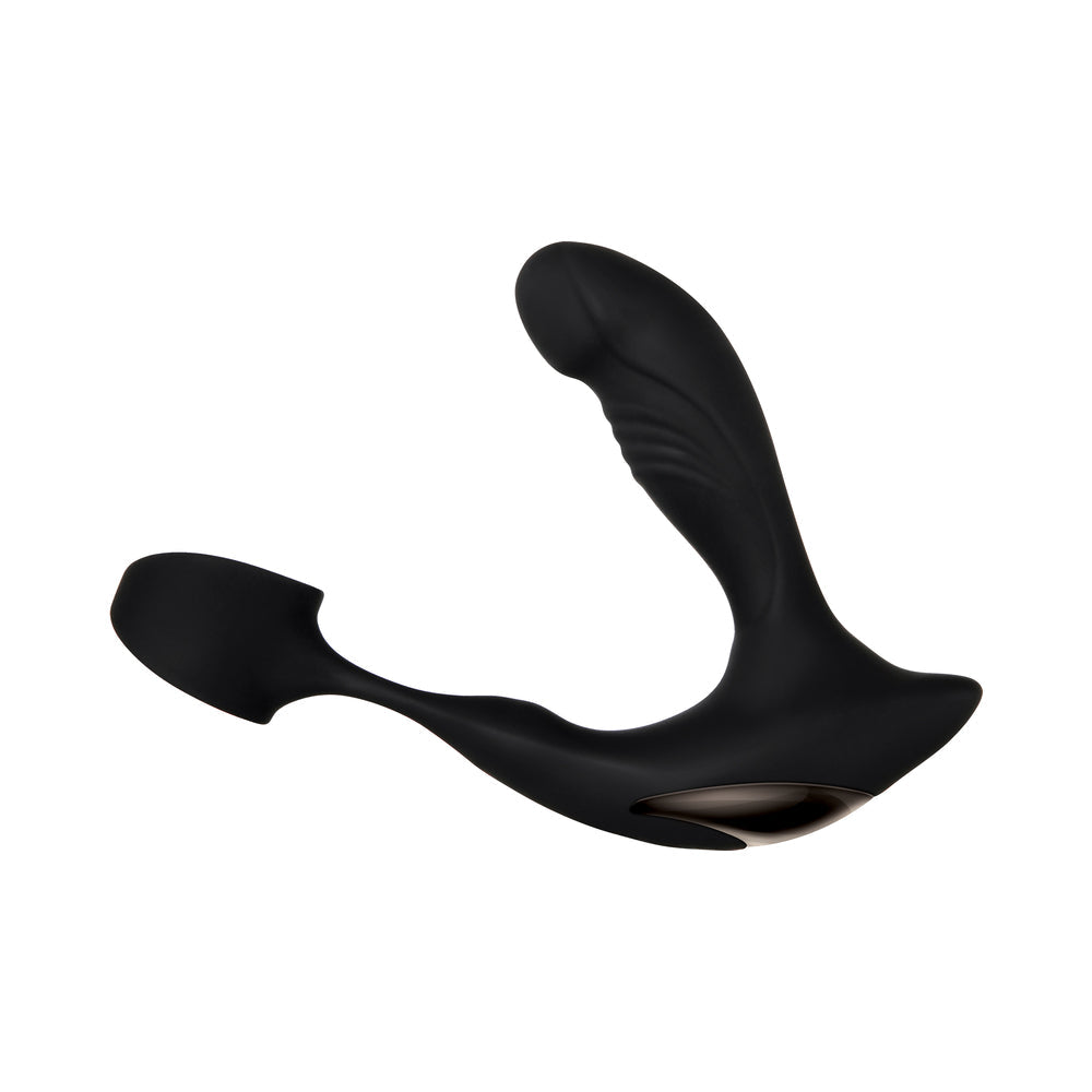 Zero Tolerance Strapped & Tapped Rechargeable Remote-Controlled Heating & Vibrating Silicone Prostate Massager and Cockring Black