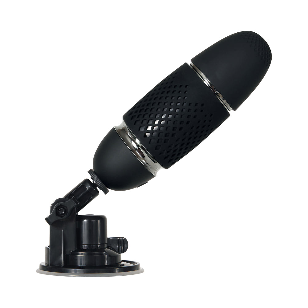 Evolved Thrust & Go Rechargeable Silicone Thrusting Vibrator With 2 Shafts and Suction Cup Base Black