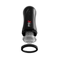 PDX Elite Moto Stroker Rechargeable Thrusting Vibrating Masturbator Clear/Black