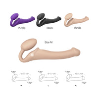 Strap-On-Me Rechargeable Remote-Controlled Silicone Vibrating Bendable Strap-On Vanilla M