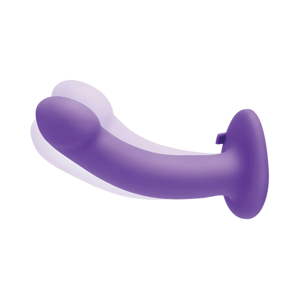 Pegasus 6 in. Curved Realistic Peg Rechargeable Remote-Controlled Silicone Dildo & Adjustable Harness Set Purple