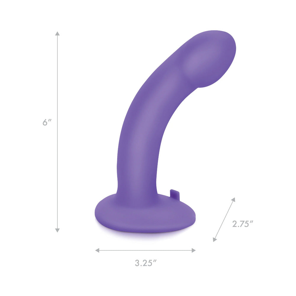 Pegasus 6 in. Curved Realistic Peg Rechargeable Remote-Controlled Silicone Dildo & Adjustable Harness Set Purple