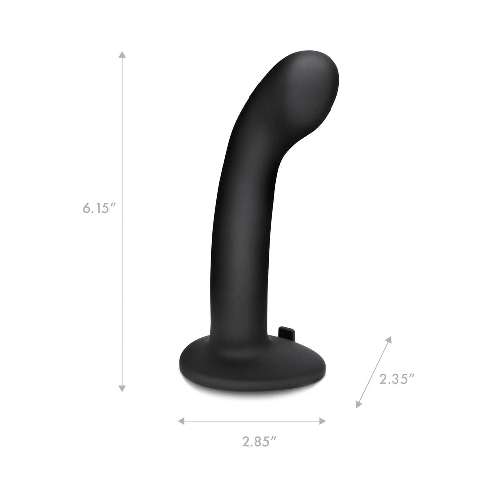 Pegasus 6 in. Curved Realistic Peg Rechargeable Remote-Controlled Silicone Dildo & Adjustable Harness Set Black