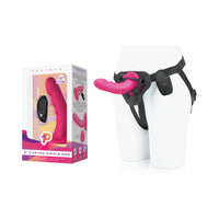 Pegasus 6 in. Curved Ripple Peg Rechargeable Remote-Controlled Silicone Dildo & Adjustable Harness Set Pink