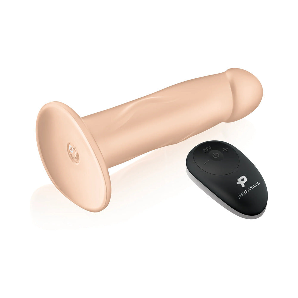 Pegasus 8 in. Realistic Peg Rechargeable Remote-Controlled Silicone Dildo & Adjustable Harness Set Beige