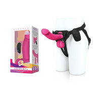 Pegasus 6.5 in. Realistic Dildo with Balls Rechargeable Remote-Controlled Silicone Dildo & Adjustable Harness Set Pink