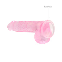 RealRock Crystal Clear Realistic 6 in. Dildo With Balls and Suction Cup Pink