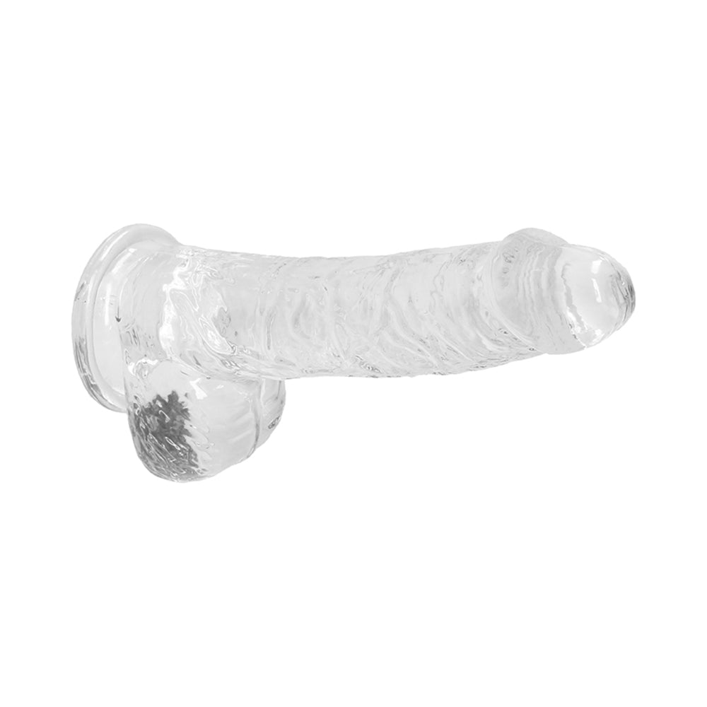 RealRock Crystal Clear Realistic 6 in. Dildo With Balls and Suction Cup Clear