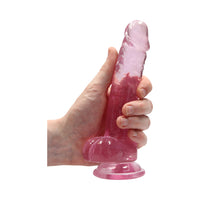 RealRock Crystal Clear Realistic 7 in. Dildo With Balls and Suction Cup Pink