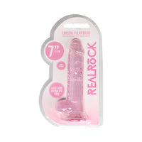 RealRock Crystal Clear Realistic 7 in. Dildo With Balls and Suction Cup Pink