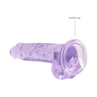 RealRock Crystal Clear Realistic 7 in. Dildo With Balls and Suction Cup Purple