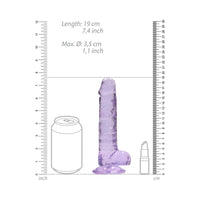 RealRock Crystal Clear Realistic 7 in. Dildo With Balls and Suction Cup Purple