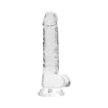 RealRock Crystal Clear Realistic 7 in. Dildo With Balls and Suction Cup Clear