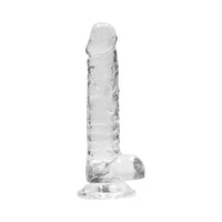 RealRock Crystal Clear Realistic 7 in. Dildo With Balls and Suction Cup Clear