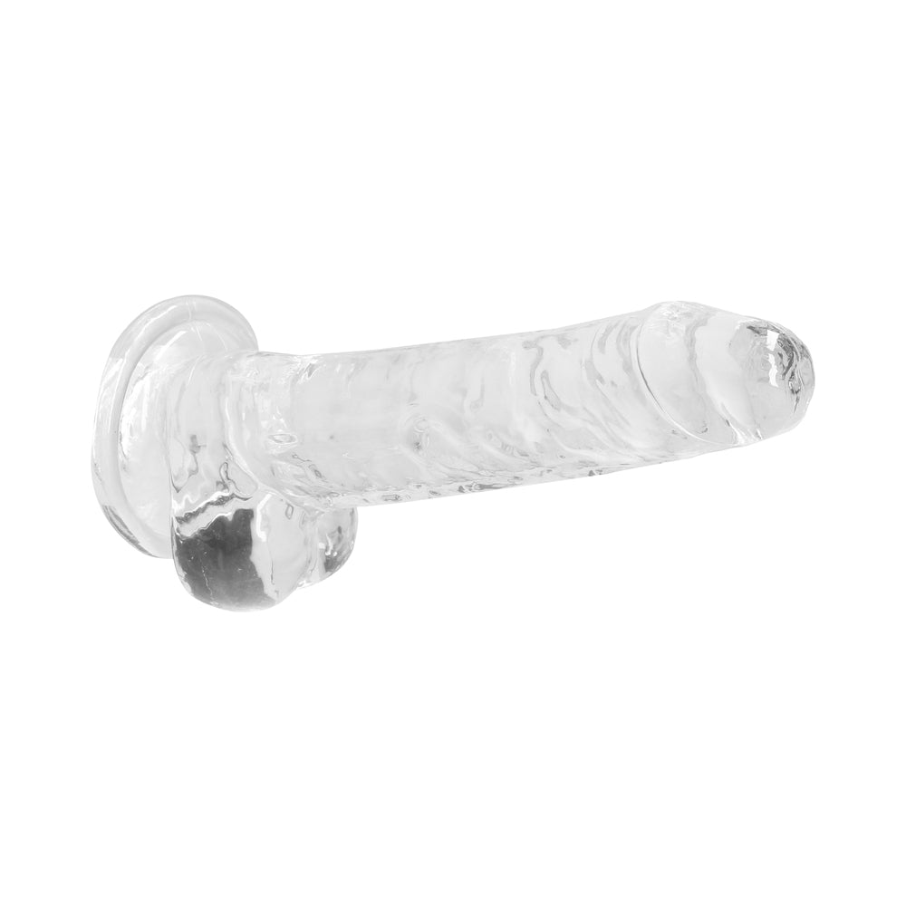 RealRock Crystal Clear Realistic 7 in. Dildo With Balls and Suction Cup Clear