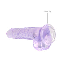 RealRock Crystal Clear Realistic 8 in. Dildo With Balls and Suction Cup Purple