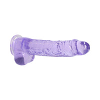 RealRock Crystal Clear Realistic 9 in. Dildo With Balls and Suction Cup Purple