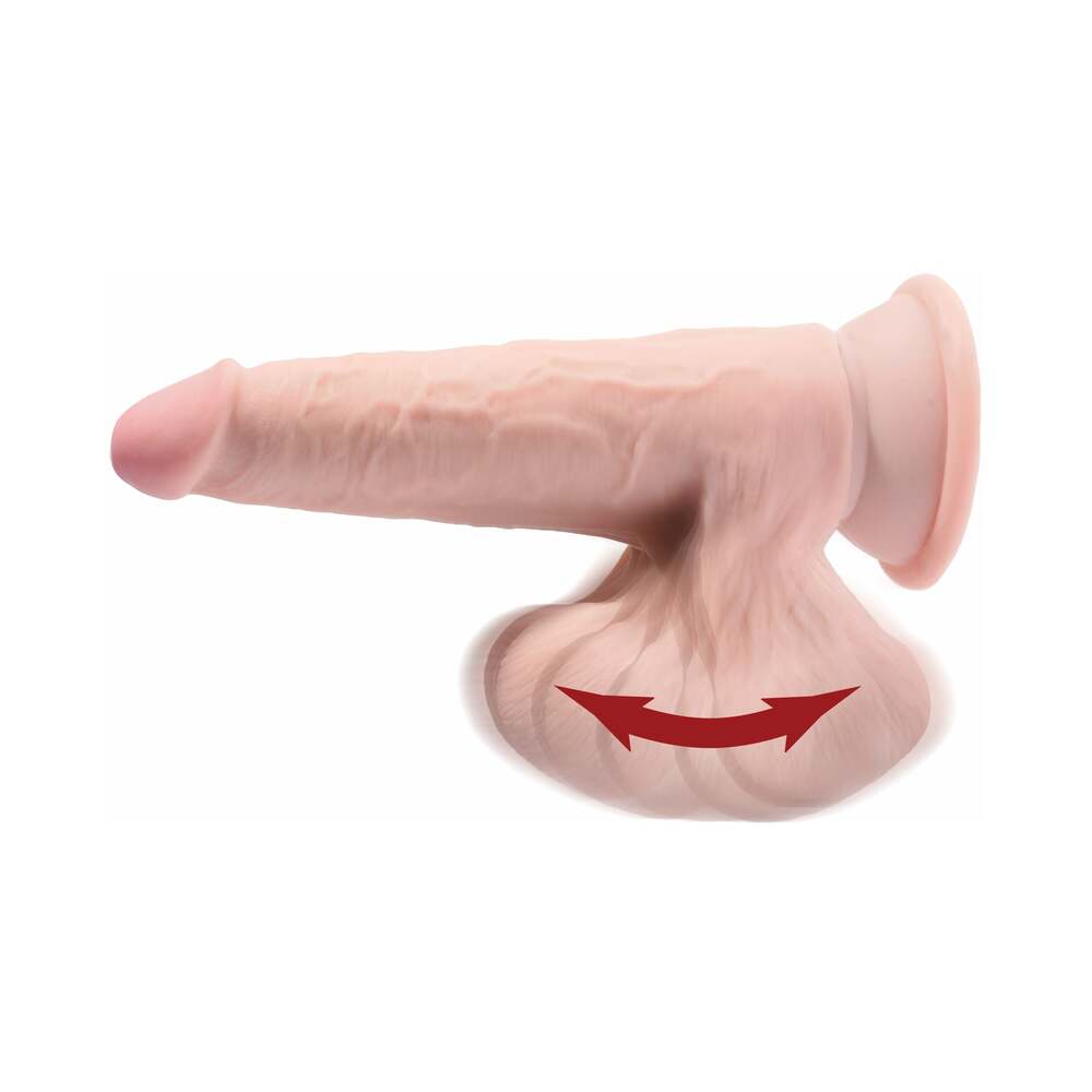 Pipedream King Cock Plus 6 in. Triple Density Cock With Swinging Balls Realistic Suction Cup Dildo Beige